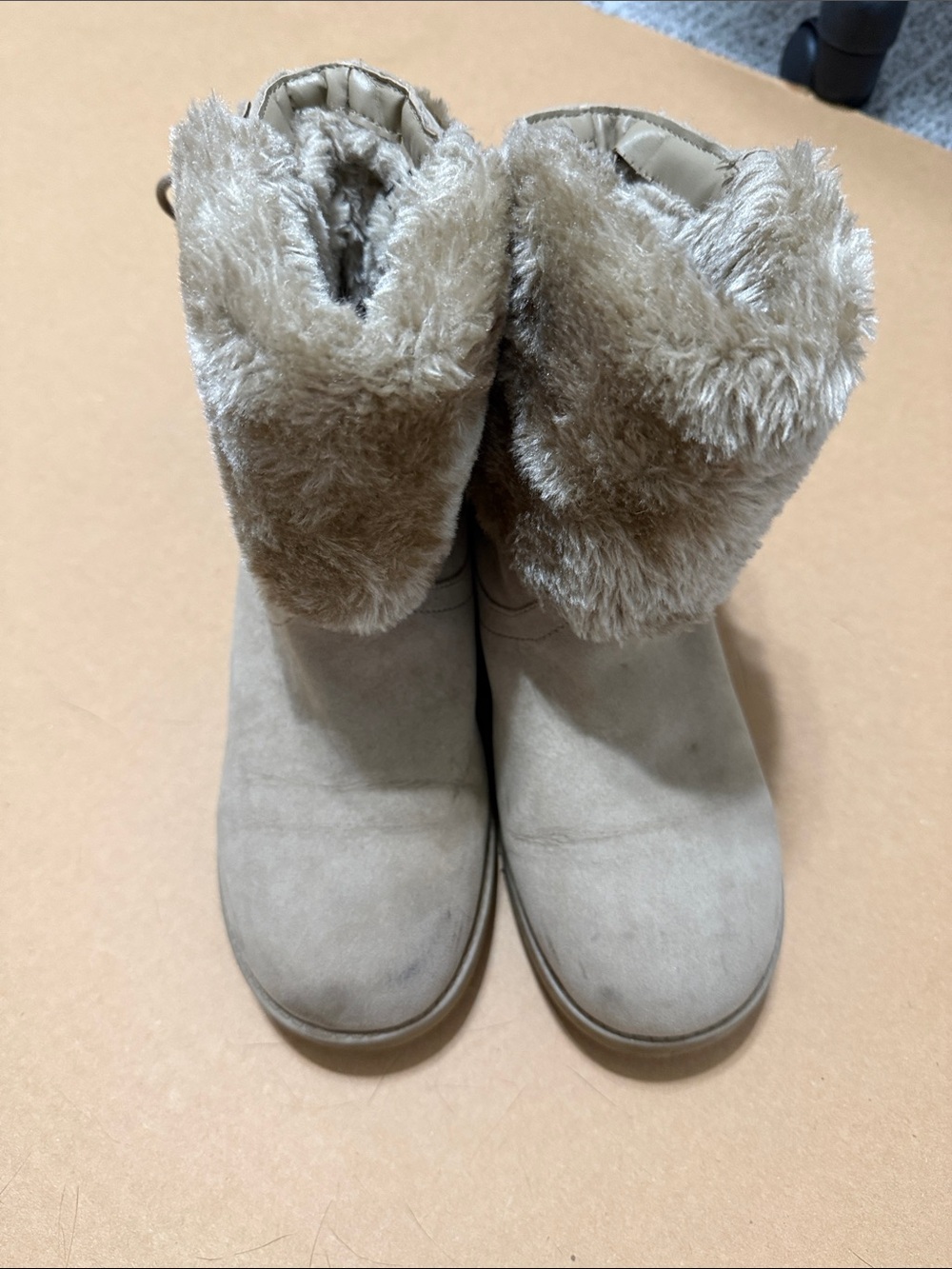 Women's Faux Fur Fold-Over Winter Boots - Taupe - Size 7